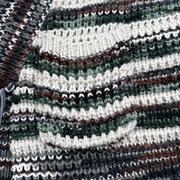 POL Striped Oversized Chunky Boho Knit Fringe Tassel Cardigan Women's Size M - Picture 8 of 12